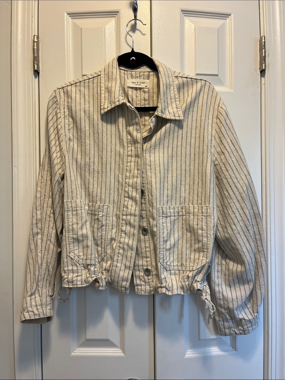 rag & bone Cream and Black Striped Utility Jacket